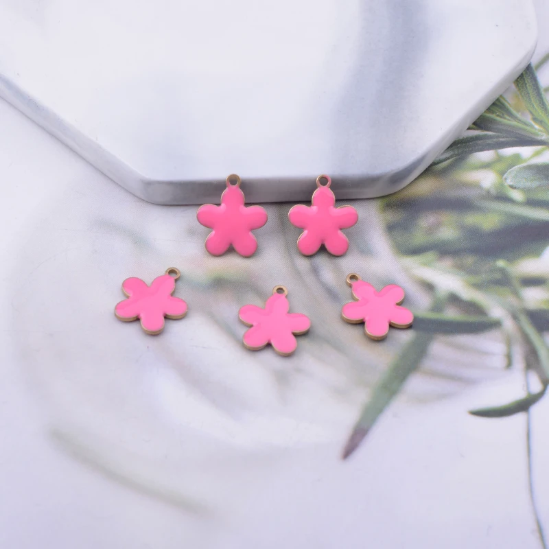 30 Stück 10*12mm Kupferfarbene Kleine Blumenanhänger Beidseitig Emailliert für DIY Schmuck- und Ohrringherstellung – Detail 10