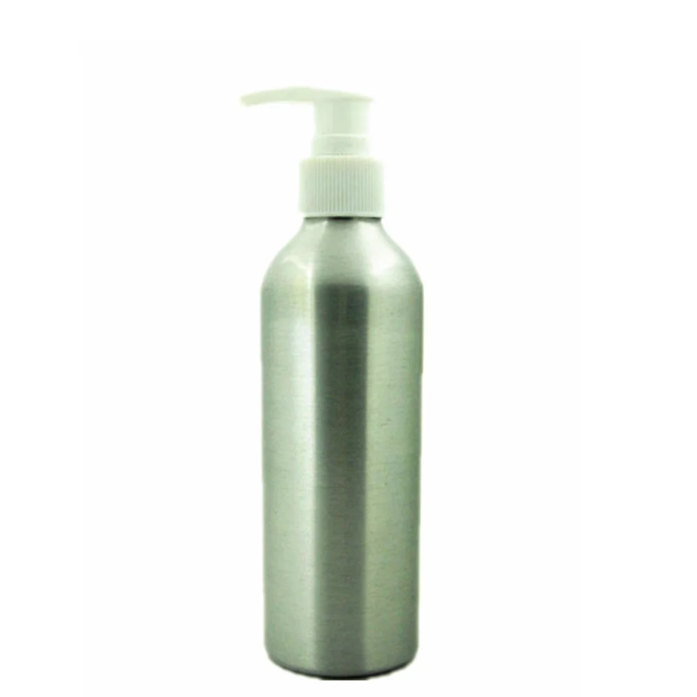 1oz 2oz 8oz 30/50/60/100ml/150/200nl/250ml Empty Round Aluminum , Sliver Metal Bottle With Black/White Twist Lotion Pump