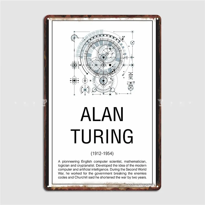 Alan Turing Poster Metal Plaque Designing Club Plaques Living Room Tin Sign Poster