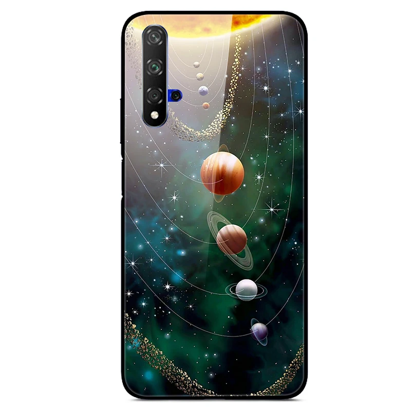 For Huawei Nova 5t Case Silicone Bumper Glass Hard Back Cover For Huawei Nova 5T / Honor 20 Phone Cases Tempered Capa Nova5t 5 t