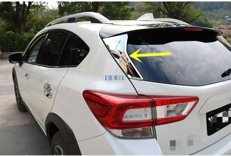 For Subaru XV 2018-2021 ABS Carbon Fibre Print Look Exterior Both Side Rear Window Spoiler Triangle Cover Sticker Trim Car Parts