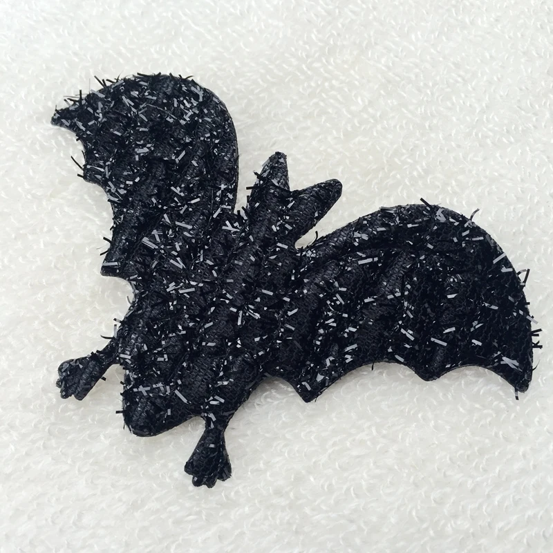 20pcs Large Kawaii Black Shiny silk Non Woven Fabric Bat Appliques Felt Patche for DIY, Halloween decoration -C592