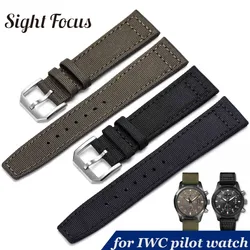 20mm 21mm 22mm Nylon Canvas Fabric Watch Band for IWC Pilot Spitfire Timezone Top Gun Strap Green Black Belts Wristwatch Straps