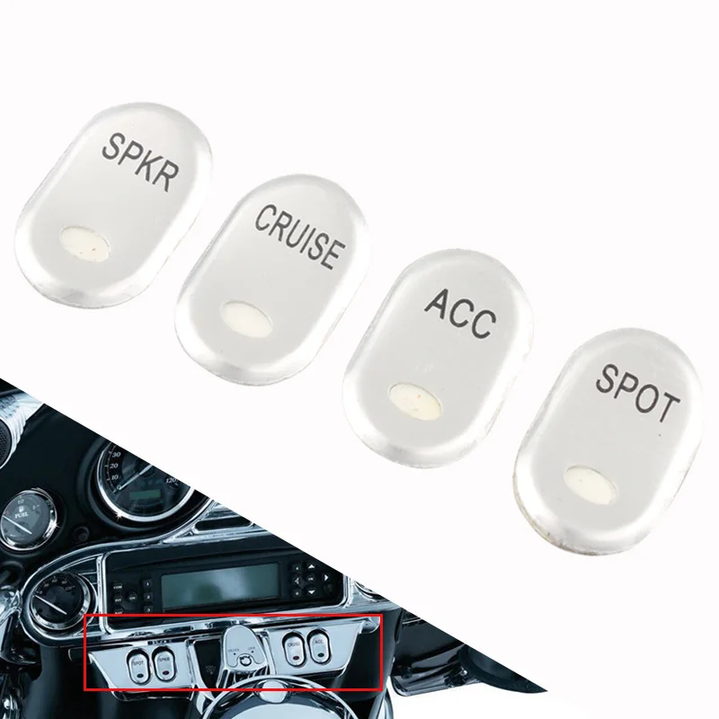 

4pcs For Harley Touring Electra Glide Chrome Brushed Rocker Panel Switch Cover Buttons Cap Kit ' 96-'13 FLHTCU '11-'13 FLTRU