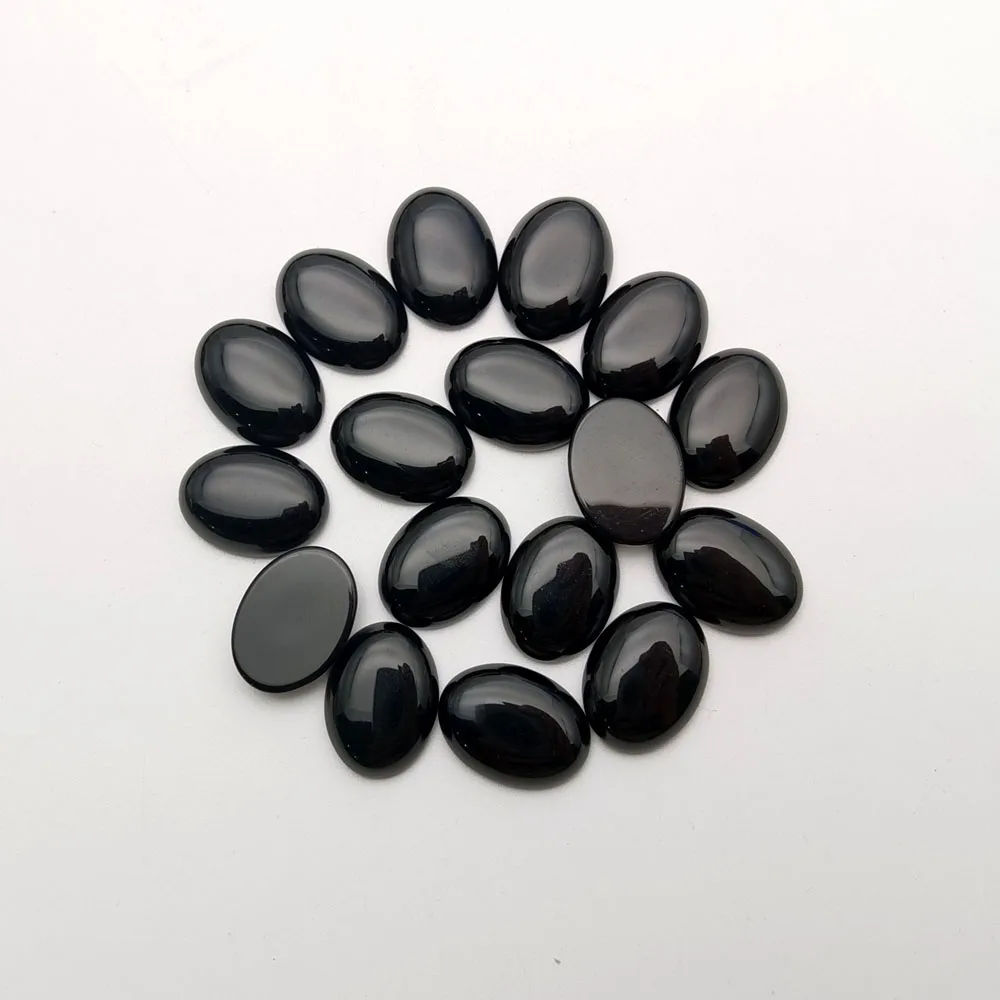 fashion Natural Stone black agates oval cab cabochon 15x20MM Beads for jewelry making Ring accessories 24Pcs/lot Good quality