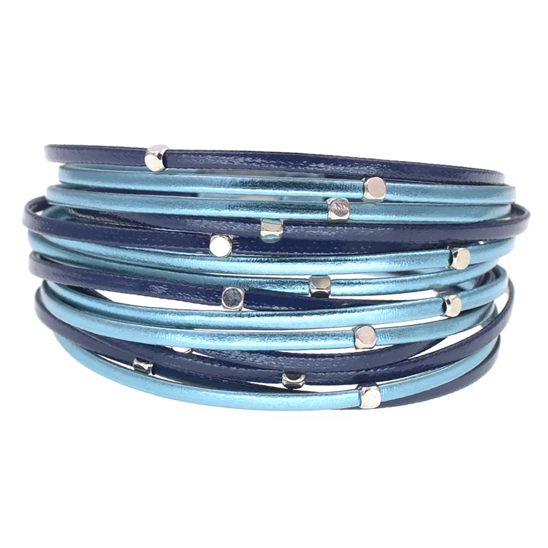 WELLMORE leather bracelets for women simple bead Multilayer Wide Wrap Bracelet 6 size 9 colors bracelets Female Jewelry whoesale