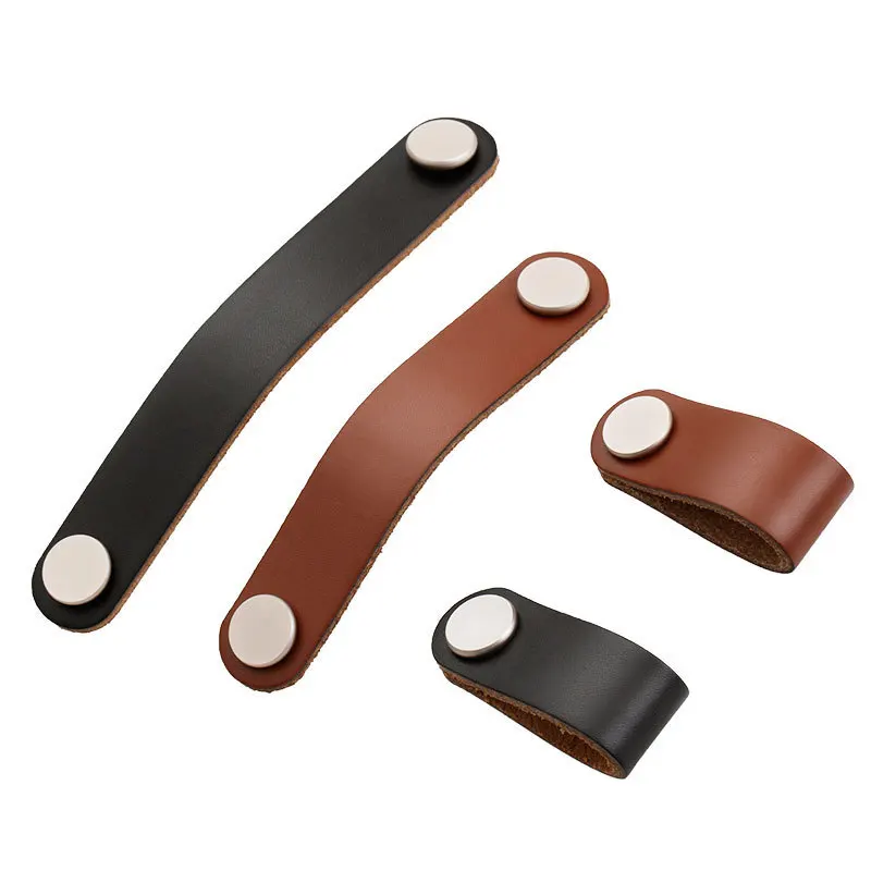 

2PC Quality Leather furniture Knob 96-128mm door belt pull handle for Children'S Room cabinet drawer handbags deck accessories