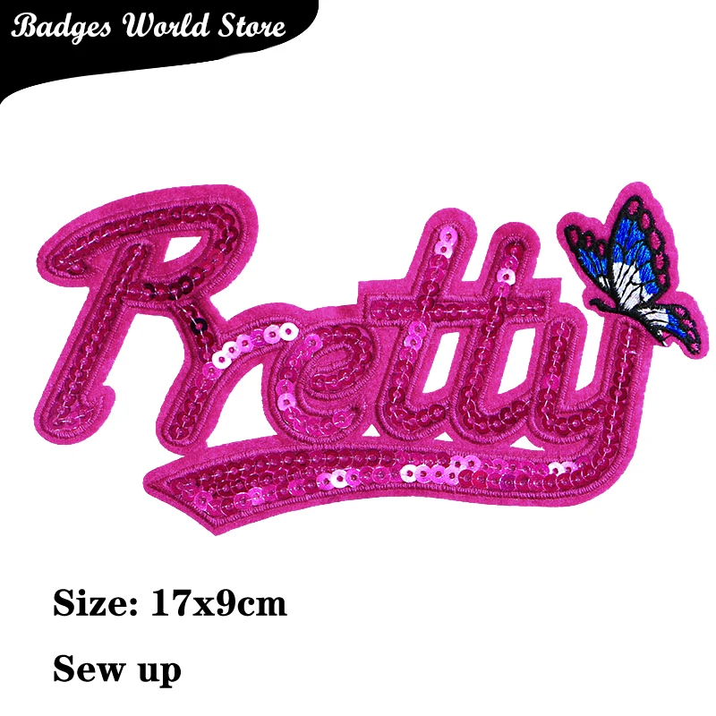 1 Pcs Say hello icon Cartoon Sequin Embroidered Iron on Patch for Clothing DIY Stripes Clothes Patchwork Stickers Custom Badges