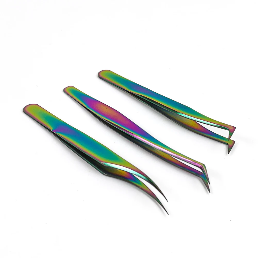 Stainless Steel Eyelashes Extension Tweezers New Style Hand Anti-slip Design Excellent  Anti-static Eyebrow Tweezers Makeup Tool