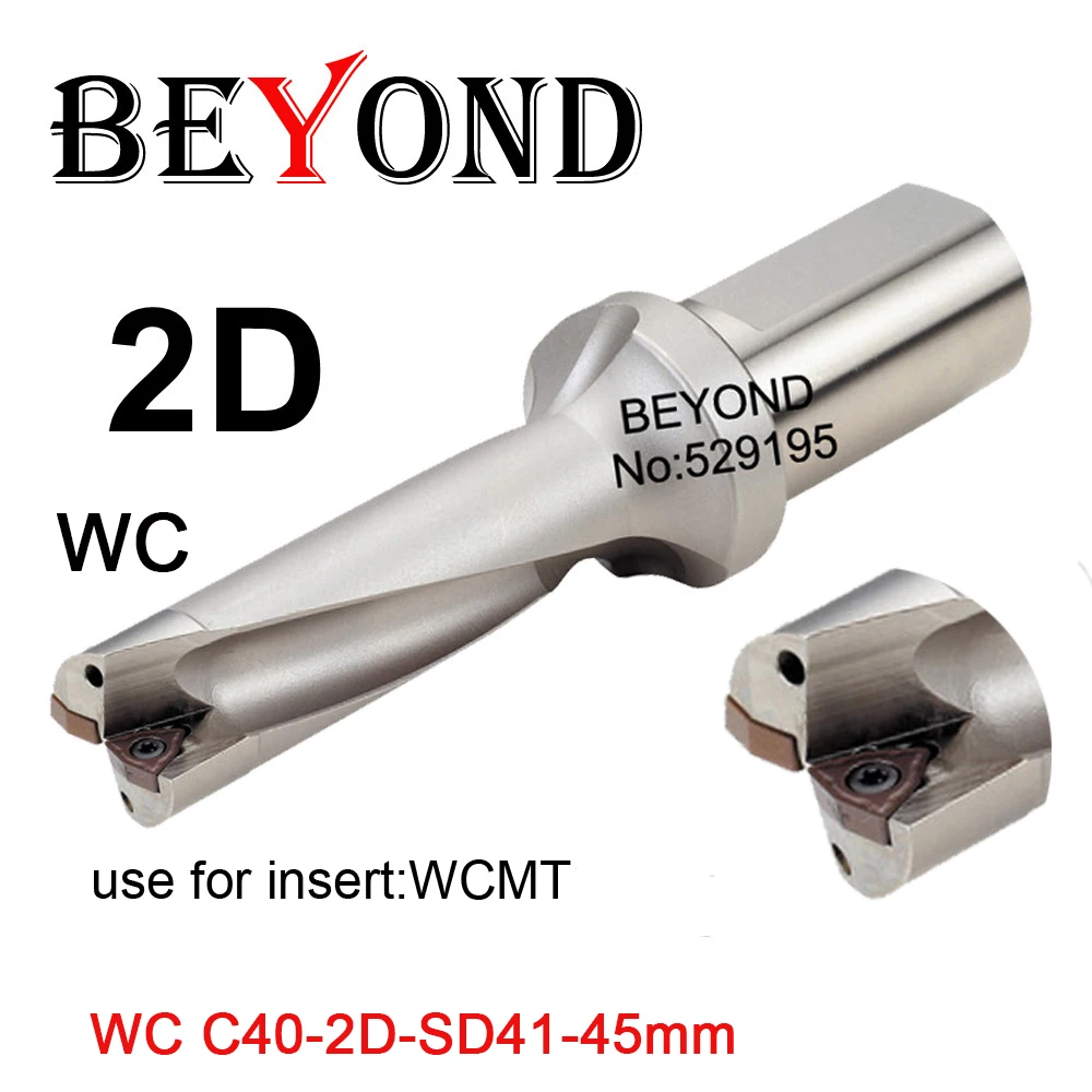 

BEYOND 41-45mm WC 2D Indexable U Drill bit WCMX WCMT 080412 insert SD 42 43 44mm C40 triangle coolant U Drilling Shallow Hole