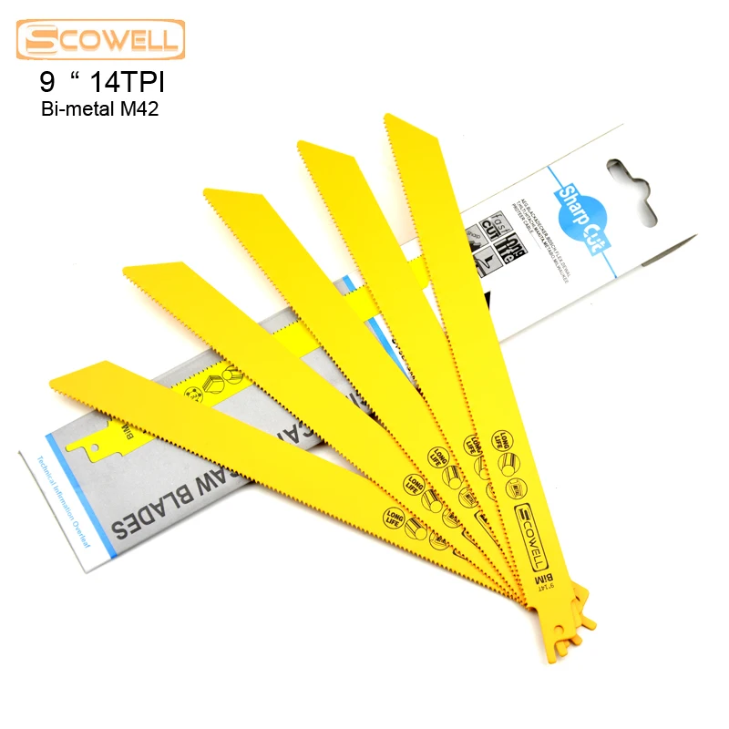 20%OFF SCOWELL 9" 14TPI Bi-metal M42 Reciprocating Sabre Saw Blades 230*19*0.92mm Jigsaw Blades For Wood And Metal