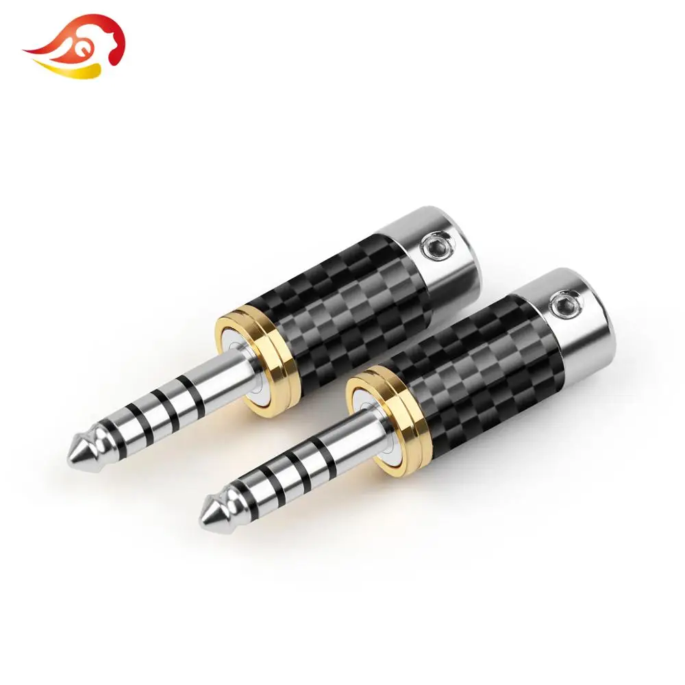 QYFANG 4.4mm 5 Pole Balanced Stereo Adapter Carbon Fiber Audio Jack Rhodium Plated Earphone Plug Wire Connector For NW-WM1ZA4.4