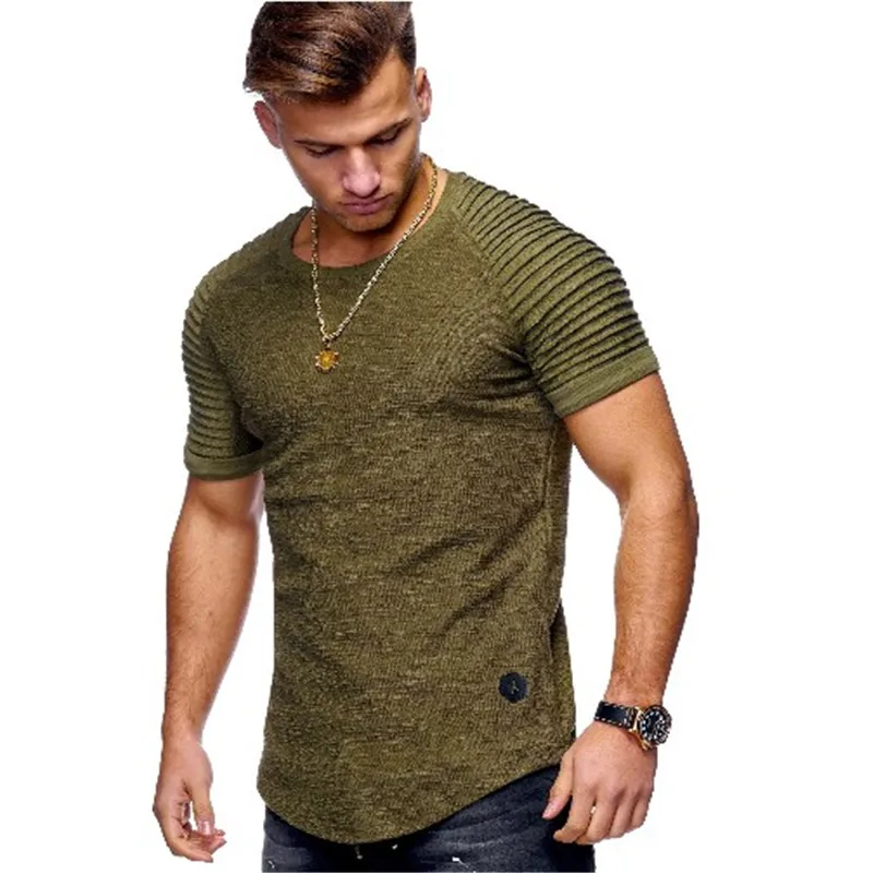 2024 Summer Men TShirts Short Sleeve Slim Fit  T-Shirts Tops Men Cotton Tops tees bodybuilding Fold T-shirt Mens Casual Clothing