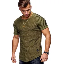 2024 Summer Men TShirts Short Sleeve Slim Fit T-Shirts Tops Men Cotton Tops Tees Bodybuilding Fold T-shirt Mens Casual Clothing