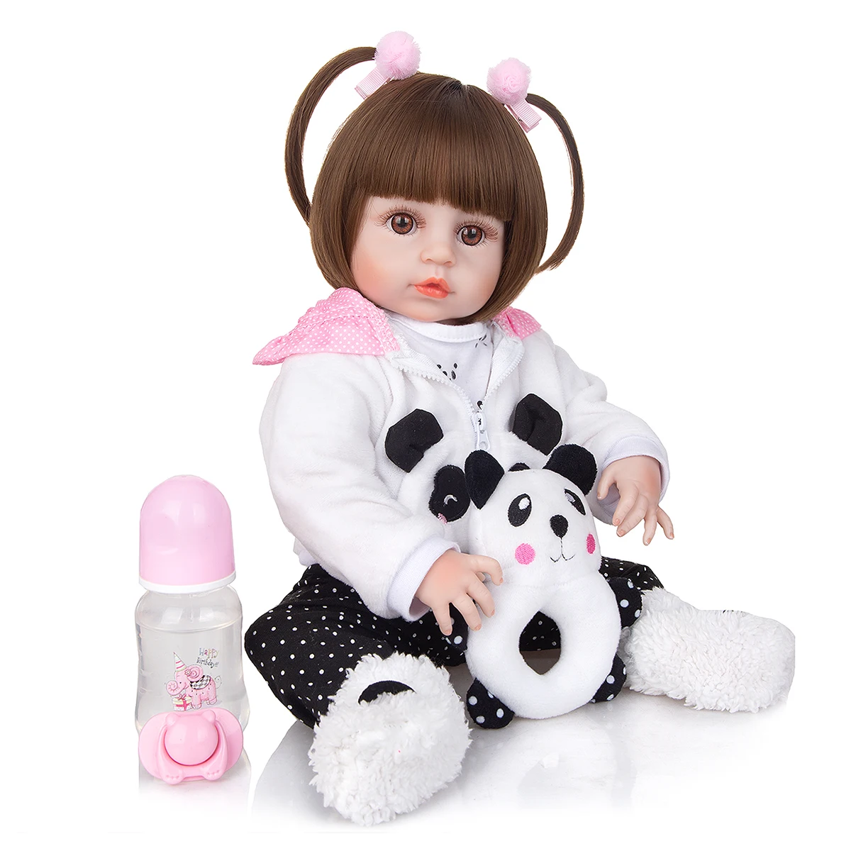 KEIUMI 19 Inch Bebe Reborn Menina Full Silicone Body Likelife Beautiful Panda Reborn Babies Doll For Children Birthday Gift