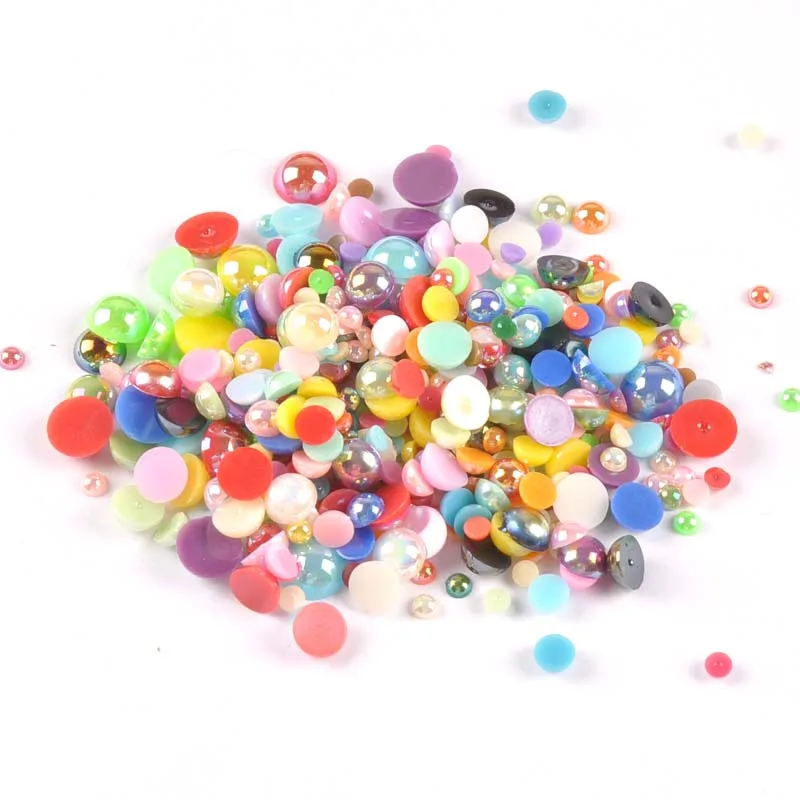 16colors AB color Half Round Pearl Beads Flatback cabochons Embellishments for Scrapbook Craft  3/4/5/6/8/10/12mm BMAB