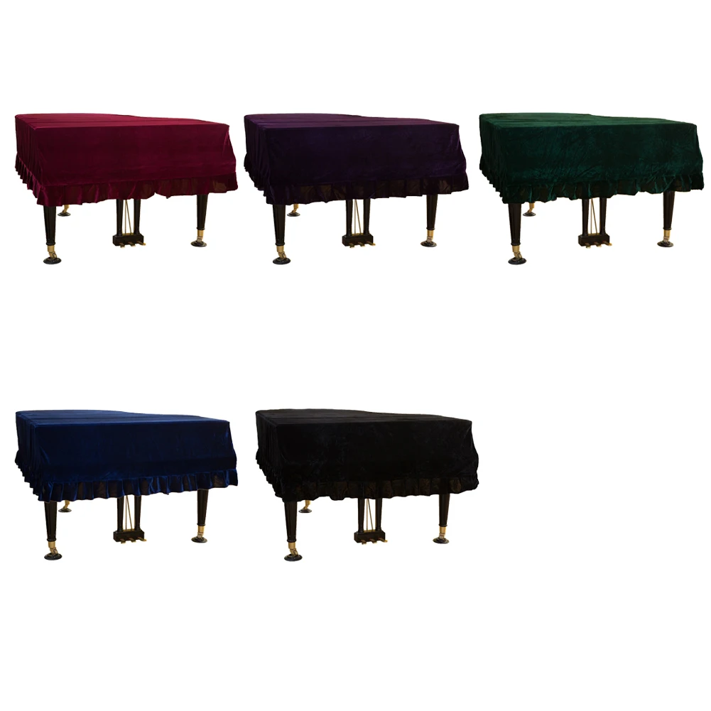Anti Scratch Dustproof Bordered Gold Velvet Protective Dirt Resistant Triangle Piano Cover Macrame Decorated Practical Soft Home