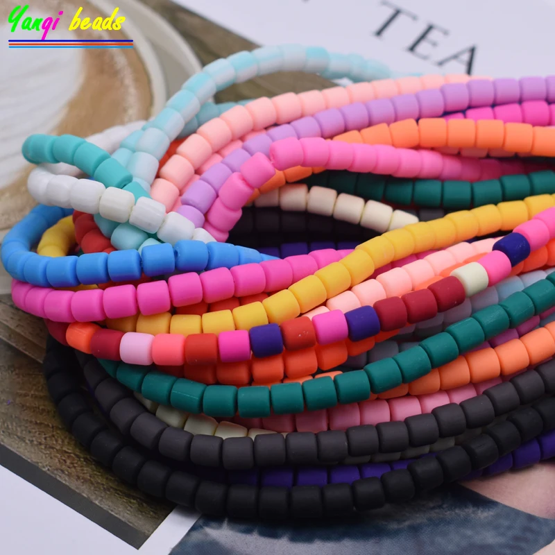 Cuentas espaciadoras de arcilla polimérica para fabricación de joyas, barril de colores, accesorios de pulsera hechos a mano, 6mm, 60 unidades por