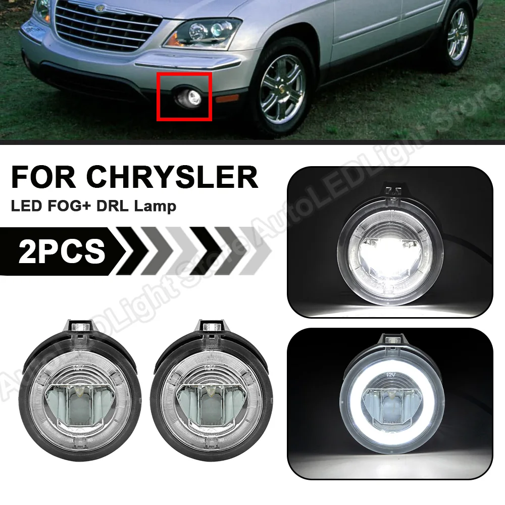 2Pcs LED Bumper Fog Lamp Daytime Running DRL Light For Chrysler Pacifica Sebring Convertible Seban Stratus Sedan 2001-2006