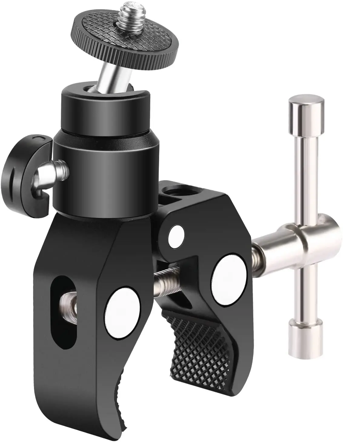 Metal Adjustable Camera Large Super Clamp and Ball Head Hot Shoe Mount Adapter with 1/4 inch Screw for DSLR Film Movie Rig