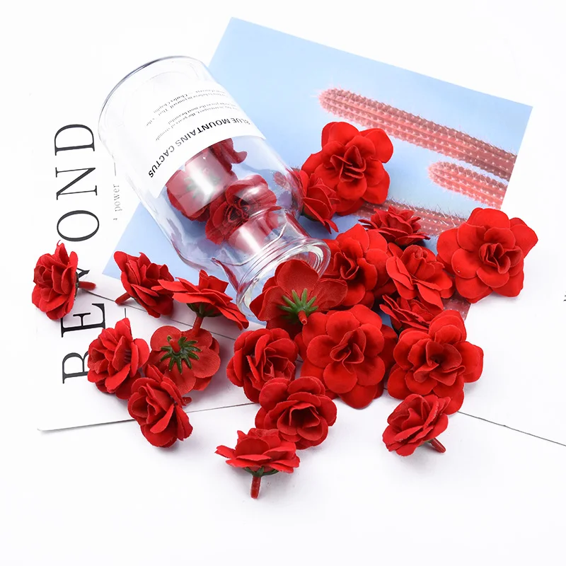 10/20 piezas cabeza de rosas de seda accesorios de decoración del hogar Scrapbooking caja de regalos Diy flores decorativas de boda flor Artificial