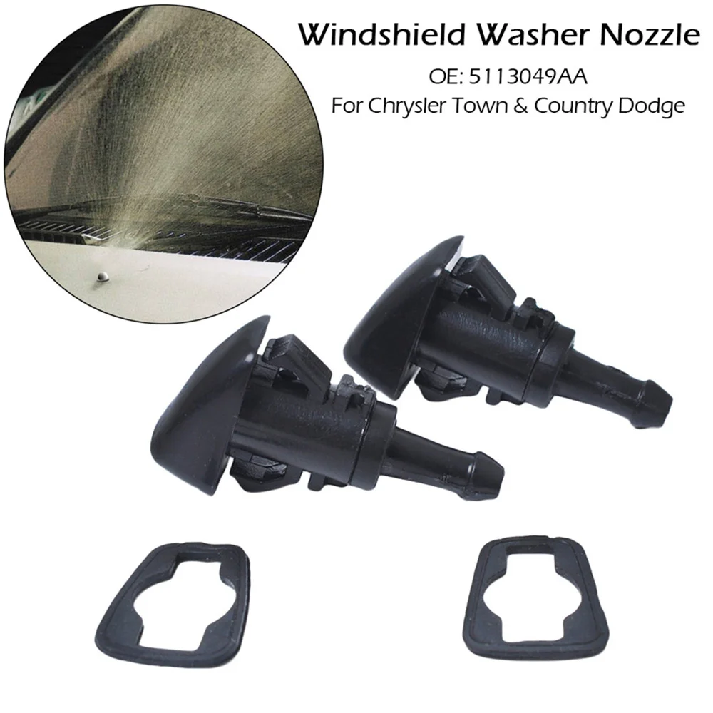 

2Pcs Car Windscreen Windshield Washer Fluid Spray Fan Jets Nozzles for Dodge RAM Jeep Compass Chrysler