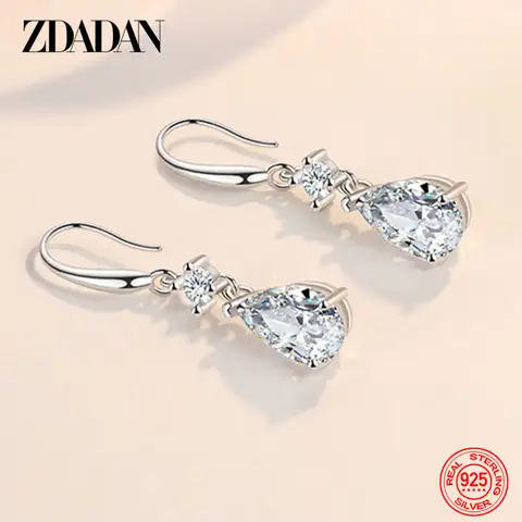 ZDADAN 925 Sterling Silver Water Drop Long Dangle Earrings For Women Fashion Jewelry Party Gift