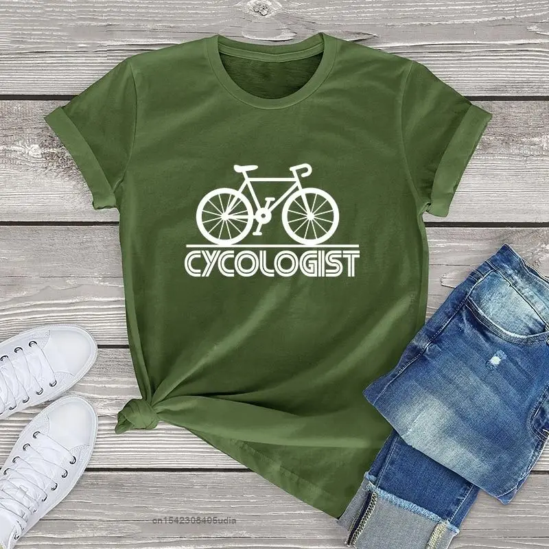 Graphic Women T Shirts Cycologist With Bike Funny Bicycle Fanatic Cyclist Bike Rider White Tshirts Men Women Funny Tee Tshirt