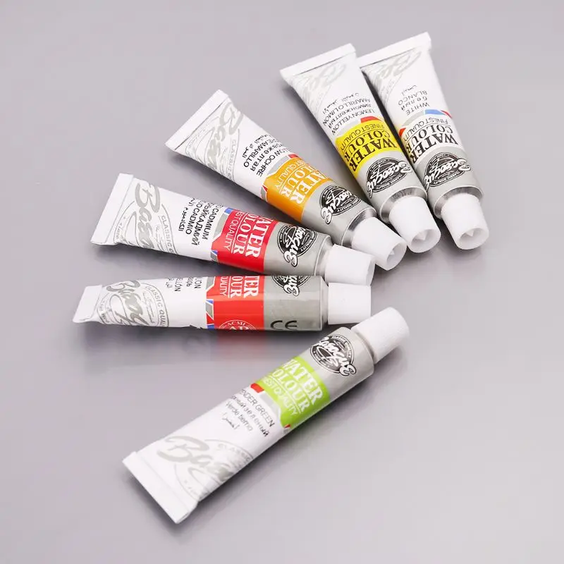 Tubes de 12 couleurs de 6ml, pour peinture, dessin, ensemble de pigments d'aquarelle avec brosse, fournitures d'art