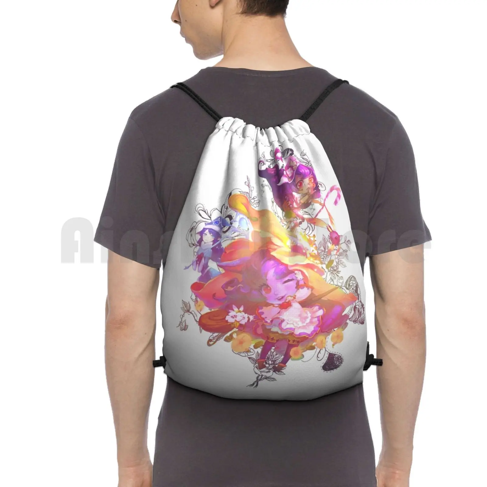 Kawaii Lulu Backpack Drawstring Bags Gym Bag Waterproof Lulu Support Mid Top Game Gaming Girls Kawaii Magic Riot Games