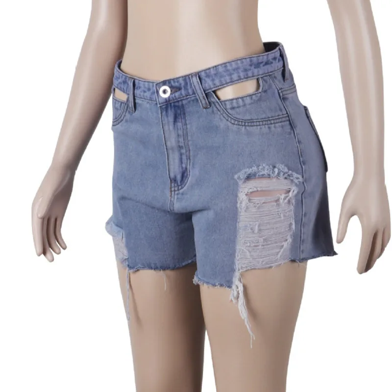 Solid Vrouwen Kleding Denim Shorts Uitsnede Taille Zomer Jeans Slanke Korte Broek Feminino Ripped Casual Broek