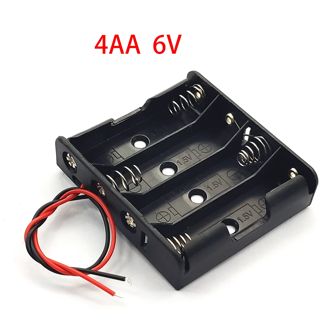 4 x AA 6V Power Battery Storage Case Plastic Box AA Battery Holder Case With Cable 4 Slots DIY