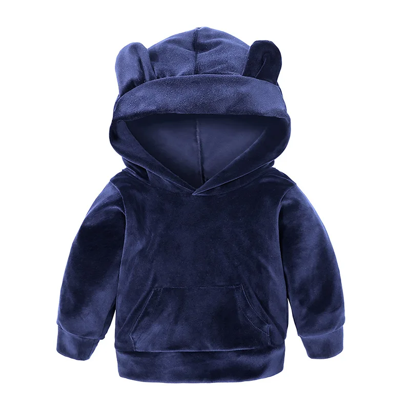 Spring Autumn Kids Tales Velour Bear Hoodie Set Children Fashion Clothes Set 2pcs Kids Fleece Tracksuit