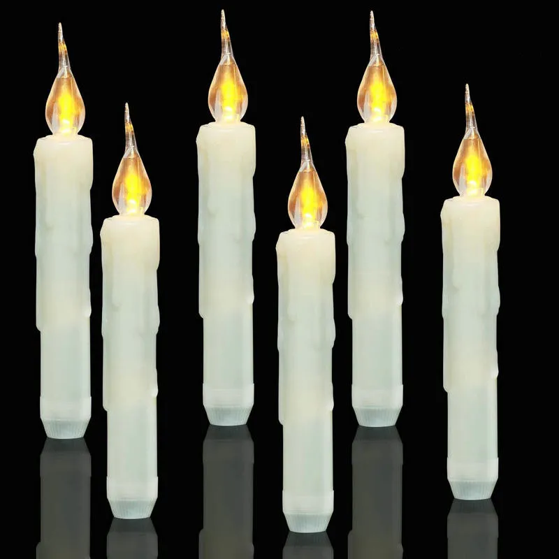 LED Taper Candles Battery Operated Candle Wax Dipped Flickering Amber Electric Pillar Candle Party Ambient Table Decoration