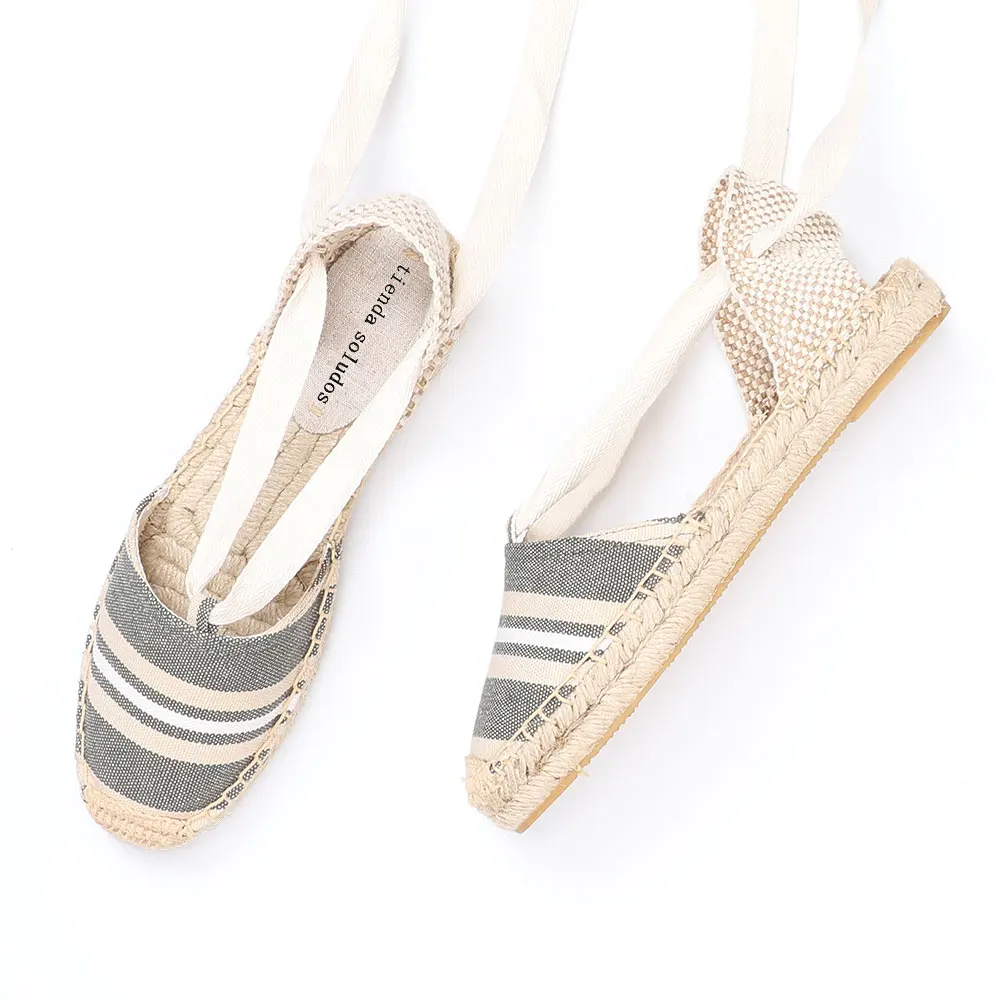 2021 Hot Sale Promotion Cotton Fabric Flat With Open Sapato Feminino Sandals Sandalias Mujer Womens Espadrilles Shoes