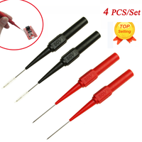 4Pcs 30V Car Multimeter Test Probe Pins Stainless Steel Insulation Wire Piercing Needle Tip for Socket Plug Car Tools