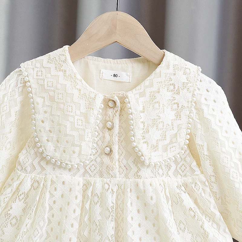 Frühling Herbst Baby Mädchen Süßes Schleifenprinzessinnenkleid Kinder Kleinkinder Spitze Langarm Kleider Baby Mädchen Kleidung – Detail 4