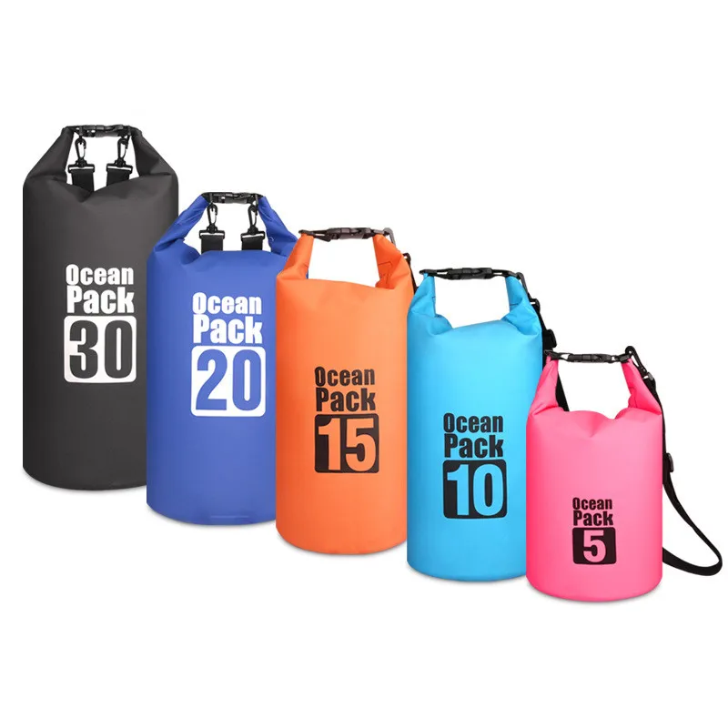 PVC Waterproof Bag 5L 10L 20L Outdoor Swimming Bag Diving Compression Storage  Dry Bag For Man Women Kayaking Backpack