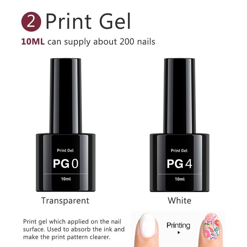 O2nails Print Gel for Nail Printer Special Gel for Nail Printing Base Coat Top Coat NM Liquid Peel Off Tape