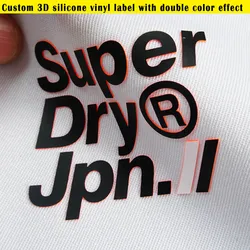 Customized 1mm thickness 3D silicone Transfer Heat Iron on Bag Shoes Patches 3d stamp Printing Matt PVC stickers Clothes Tag