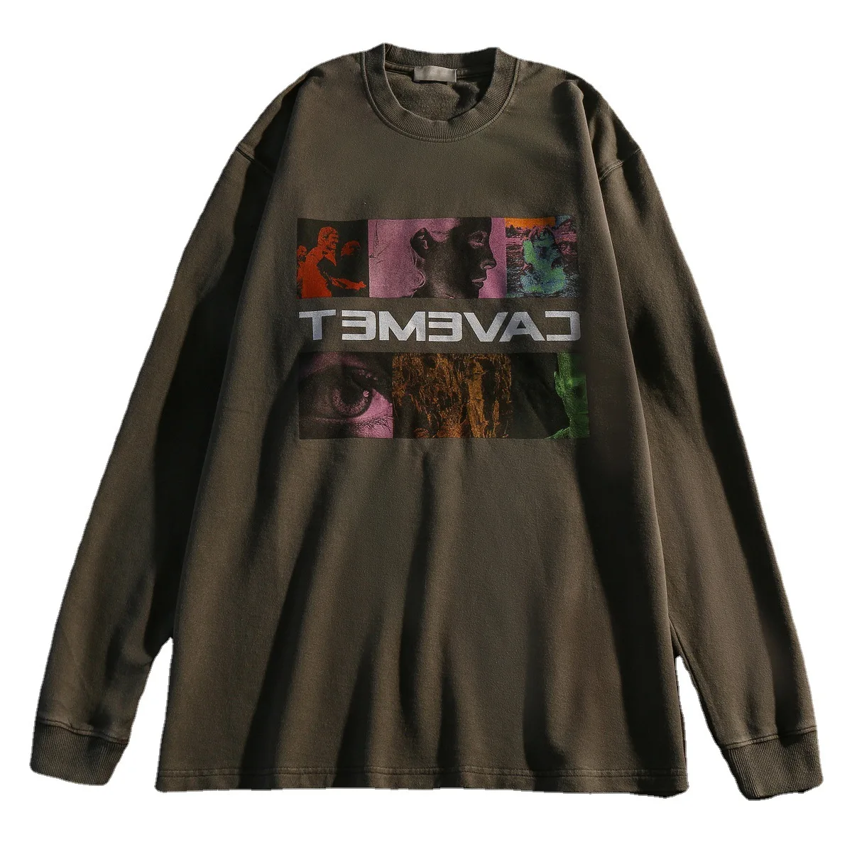 Sudadera con capucha Retro con estampado de retrato gris oscuro para mujer, Jersey suelto, cuello redondo, Sudadera con capucha Super Dalian, suéter para pareja, cárdigan para mujer