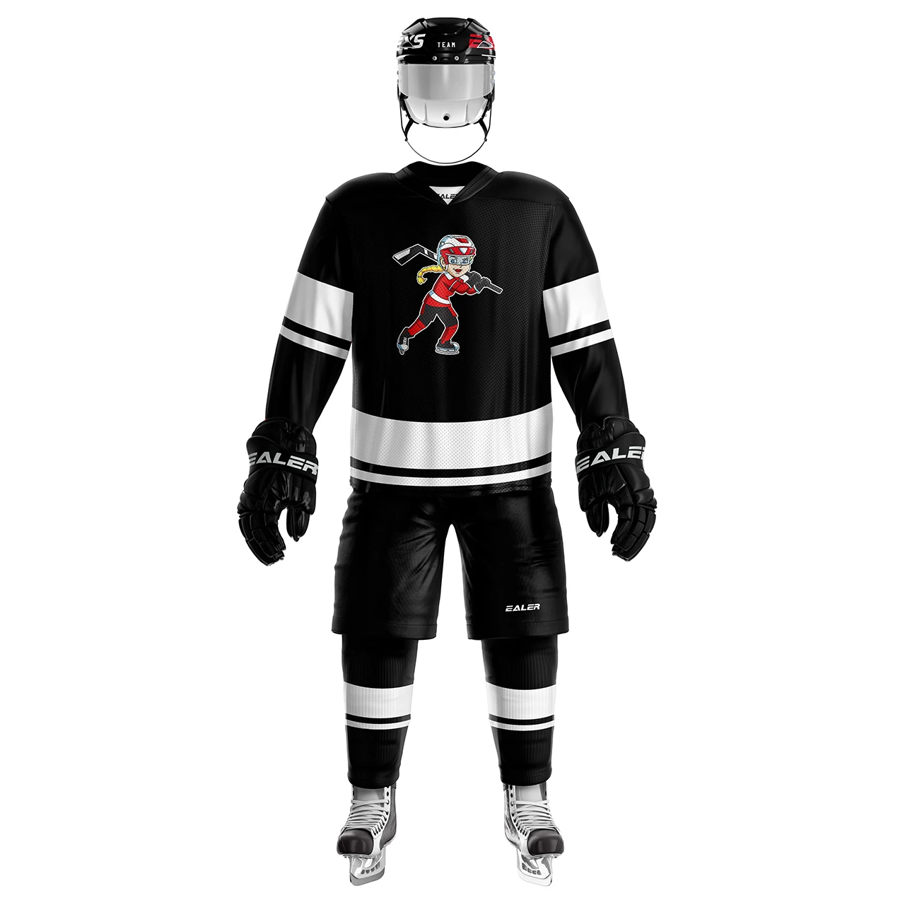 H400 series high-quality light and thin breathable black personalized ice hockey practice jersey & large street shirt-all sizes