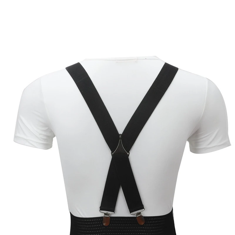 Solid Color Unisex Adult Suspenders Men 3.5cm Width Adjustable Elastic 4 Clips X Back Women Trousers Braces