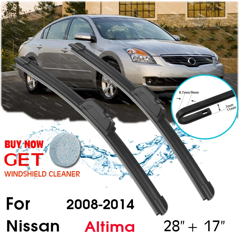 

Car Wiper Blade Front Window Windshield Rubber Silicon Refill Wipers For Nissan Altima 2008-2014 LHD/RHD 28"+17" Car Accessories