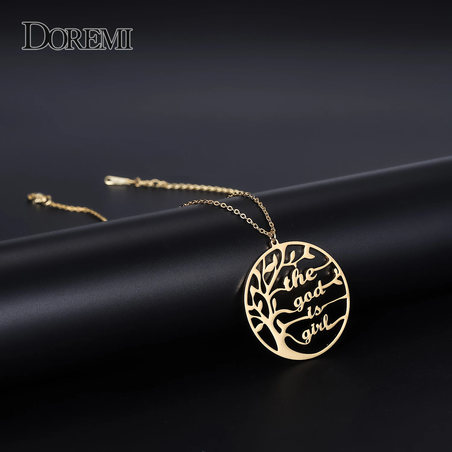 

DOREMI Custom Name Necklace Tree Of Life Golden Family Tree Women Letter Necklace Stainless Steel Jewelry Personalized Gifts