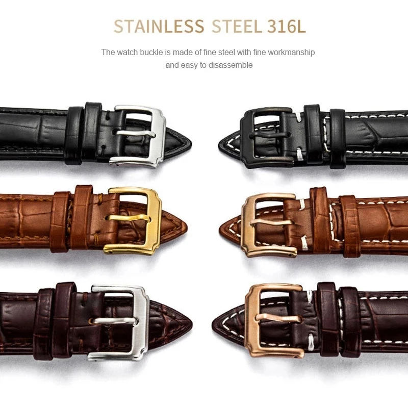 12mm 13mm 14mm 15mm 16mm 17mm 18mm 19mm 20mm 21mm 22mm 23mm 24mm Genuine Leather Watchband Universal Strap With Wooden Box Belt
