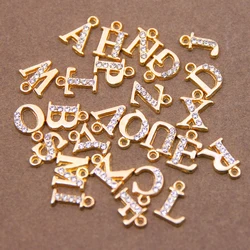 10/26pcs 13*10mm Alloy inlaid rhinestones 26 Letter Charms Pendants for Women Necklace earring jewelry accessories model