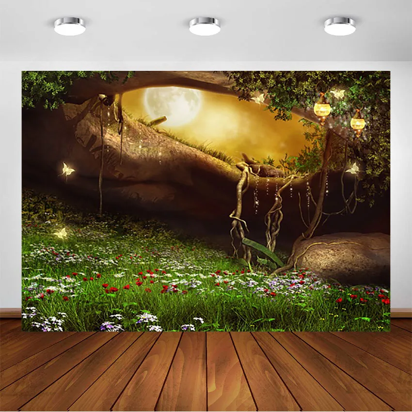 

Fairy Tale Forest Photo Background for Photography Spring Scenery Grassland Children Newborn Backdrops for Photo Studio