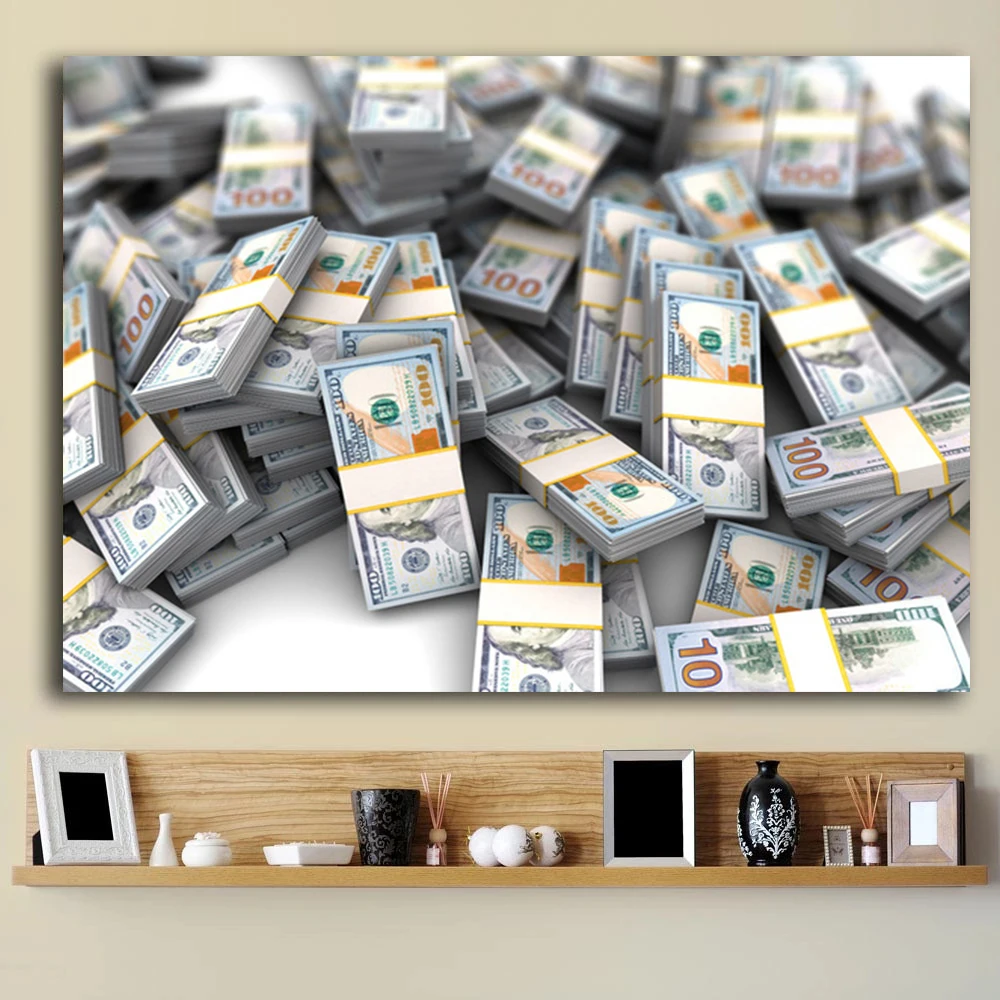 Modern 100 Dollar Money Canvas Painting Nordic Bill Poster and Prints Wall Art Pictures for Living Room Home Cuadros Decoration