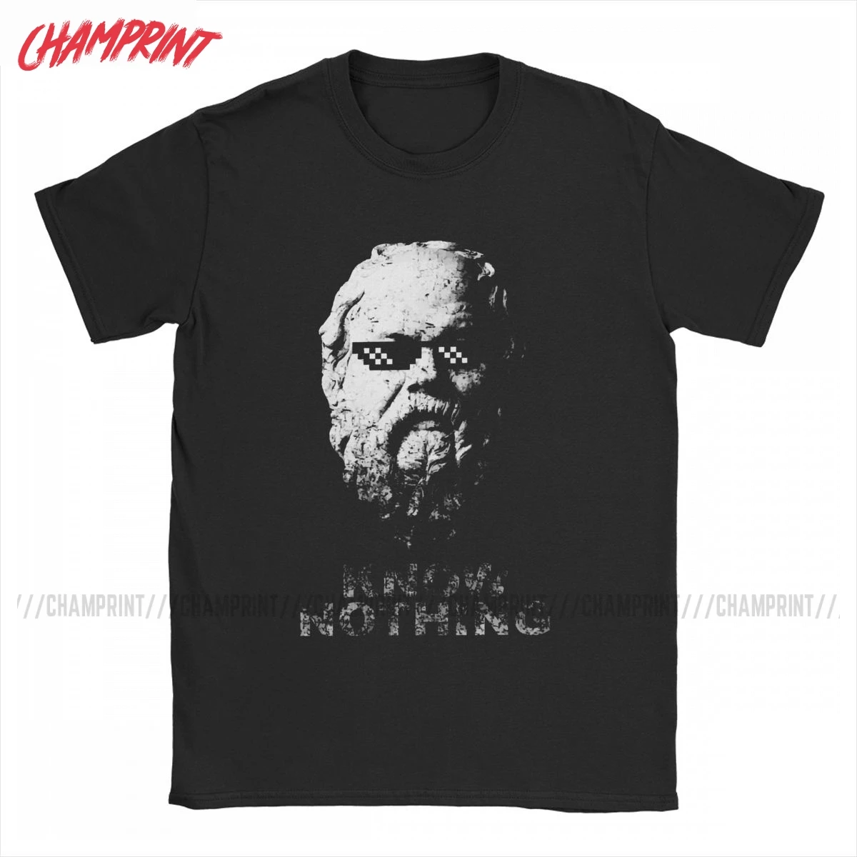 Know Nothing Socrates Philosopher T Shirt for Men Pure Cotton Funny T-Shirt Plato Tee Shirt Short Sleeve Clothes Printed